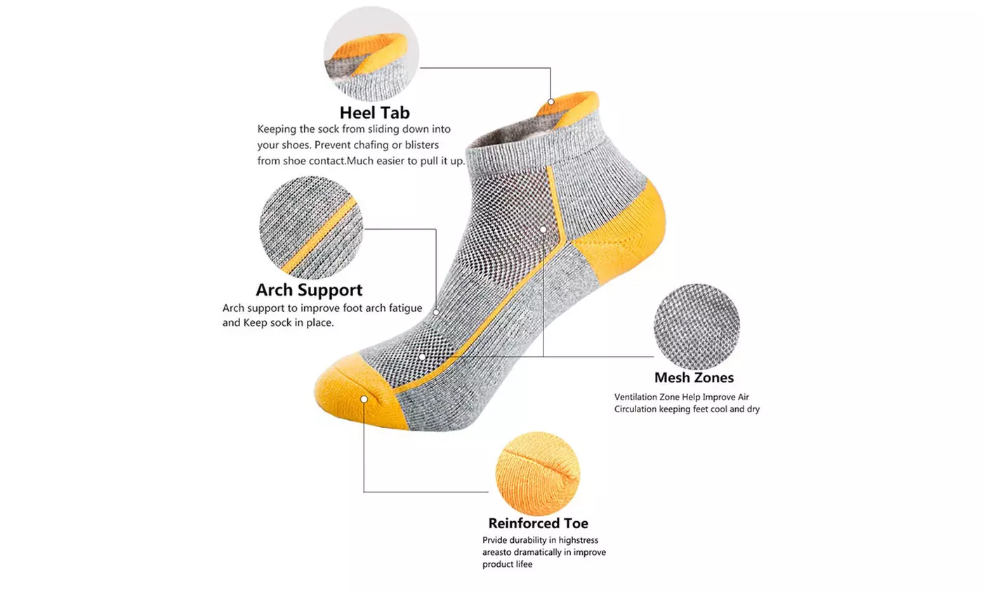 4 Pairs Mens Athletic Low Cut Ankle Tab Socks Mesh Cushioned Breathable Running
