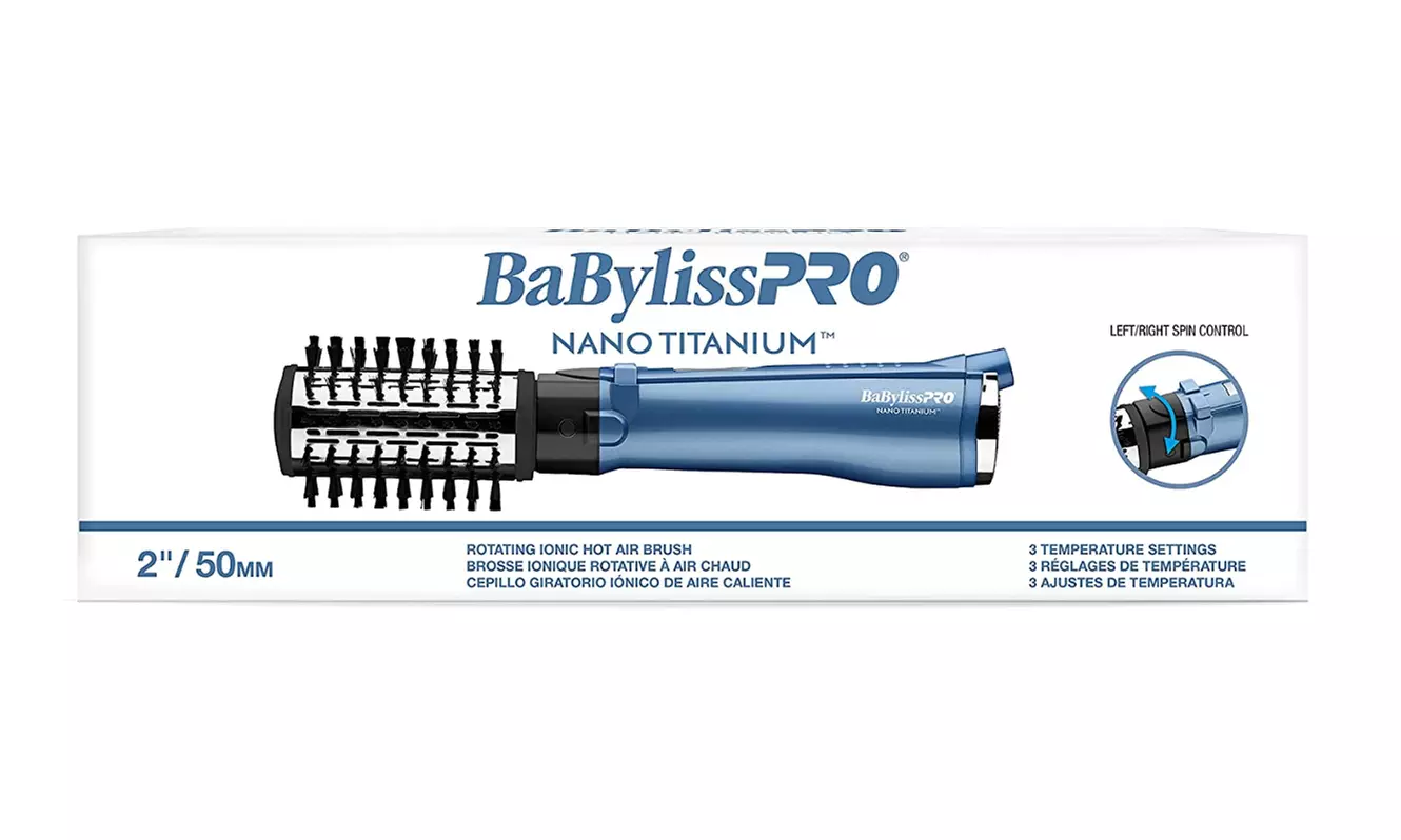 BaBylissPRO BNT178UC Nano Titanium Rotating Hot Air Brush 2 Inch Barrel Blue - Primary Image