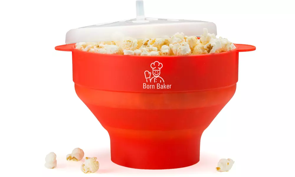 Born Baker Collapsible Silicone Microwave Popcorn Popper with Lid - Primary Image