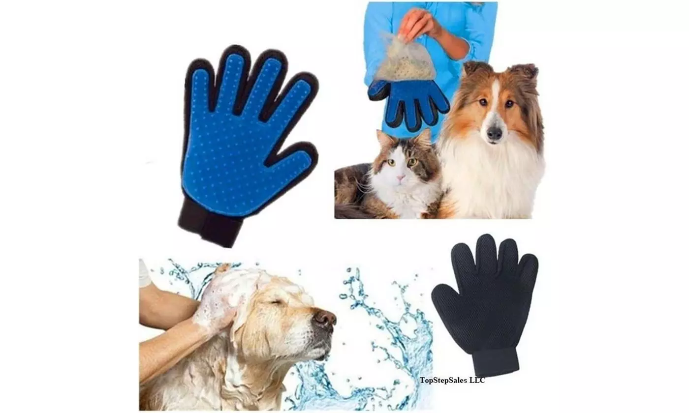 Pet Hair Remover Glove Brush Dog Cat Grooming Massage Soft Bath Deshedding Comb