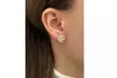 Plated Sterling Silver Crystal Flower Stud Earrings - Second Medium