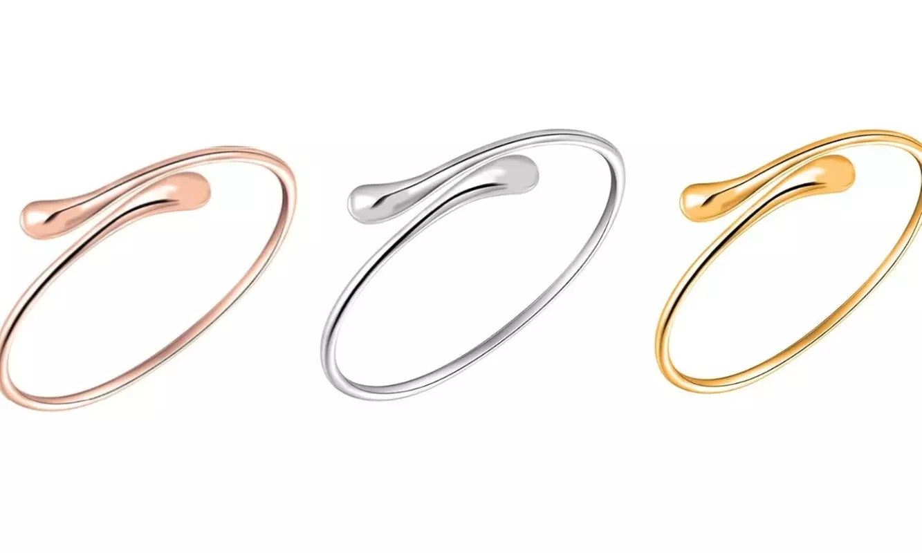 Teardrop Open Cuff Bangle Flexible Bracelet For Women Multiple Options - Primary Image