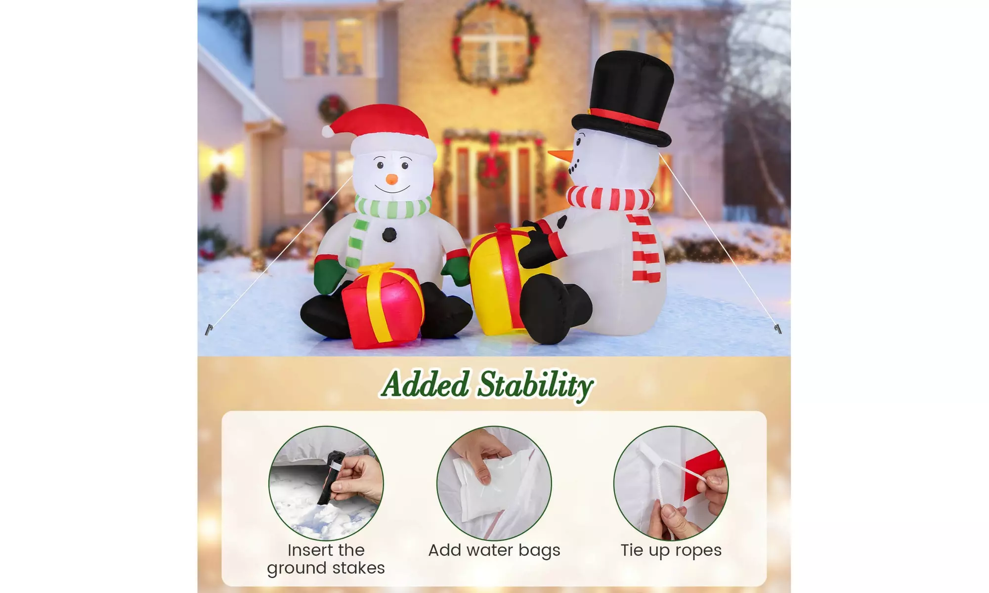Costway Inflatable Christmas Santa Claus Helicopter Snowman Penguin Lights