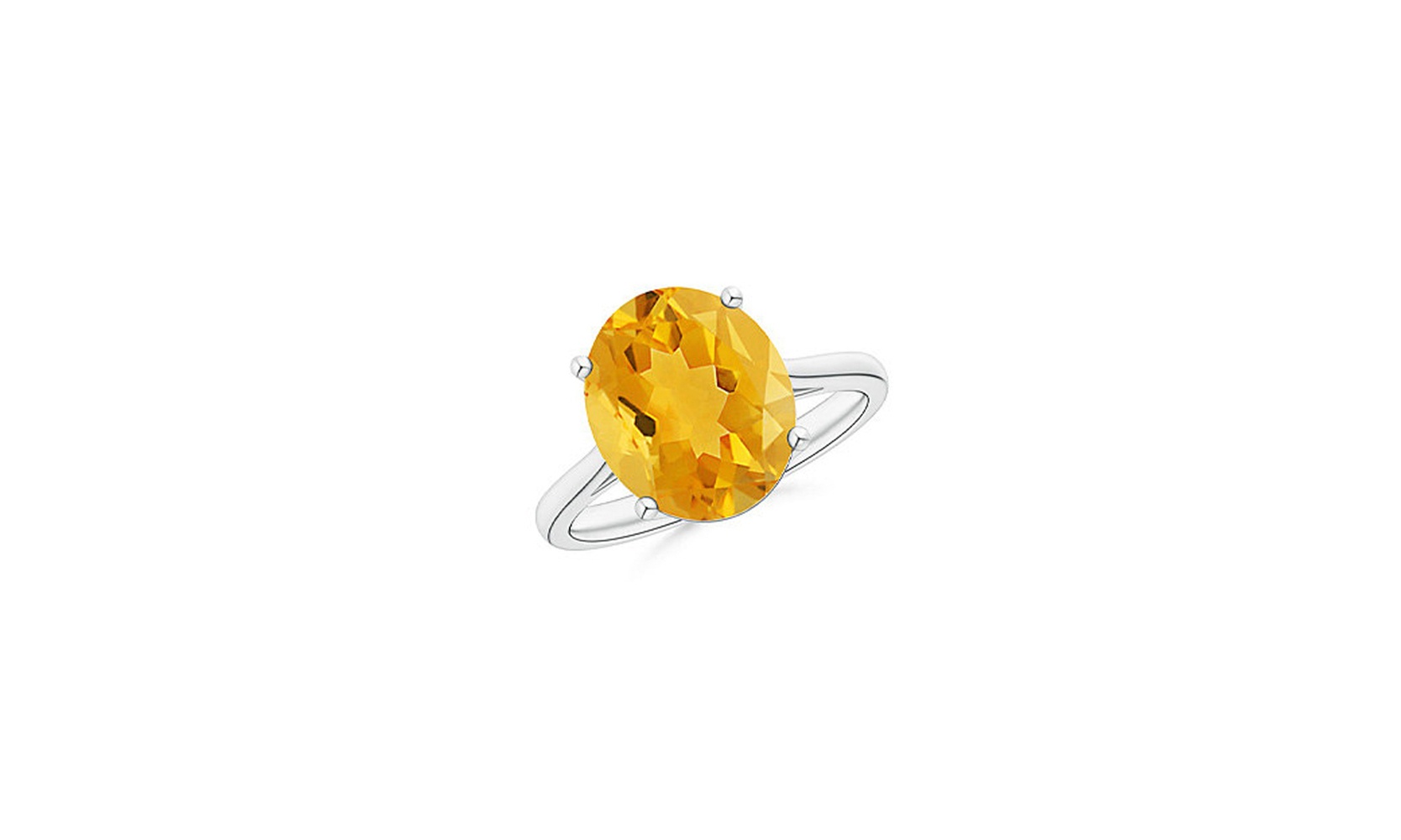 Sterling Silver Genuine Citrine Gemstone Ring 