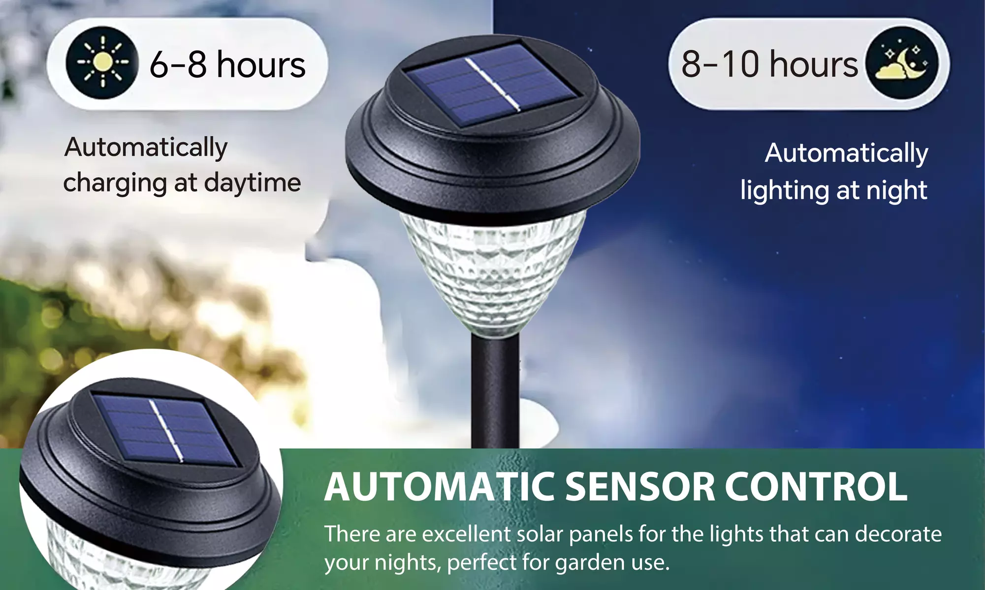 Outdoor Solar Pathway Lights with LED Waterproof Glass Shade for Decor 6 Pcs