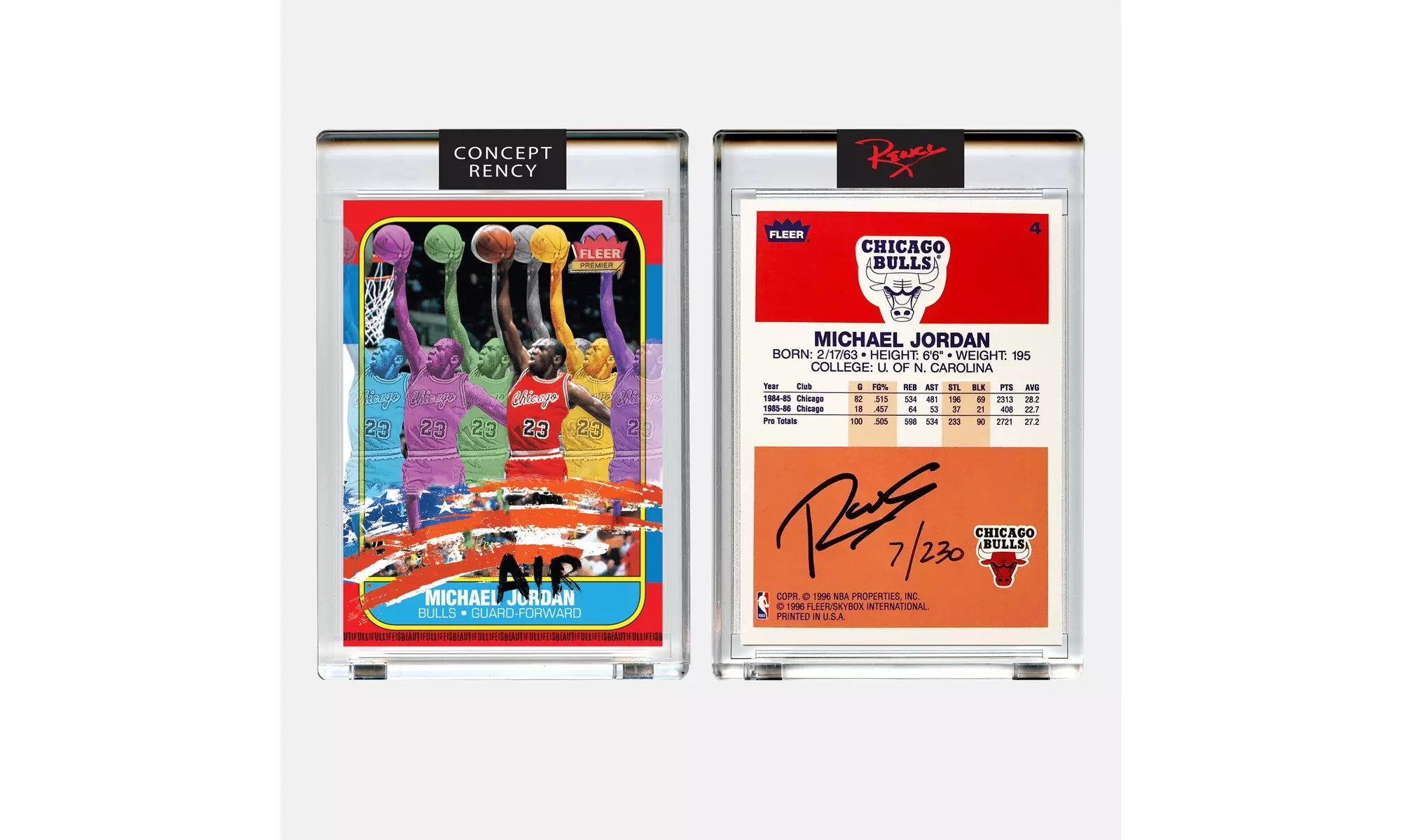 Jordan 1996 Fleer Rookie Card Embellished & Hand Signed by RENCY Ltd of 230 - Second Medium