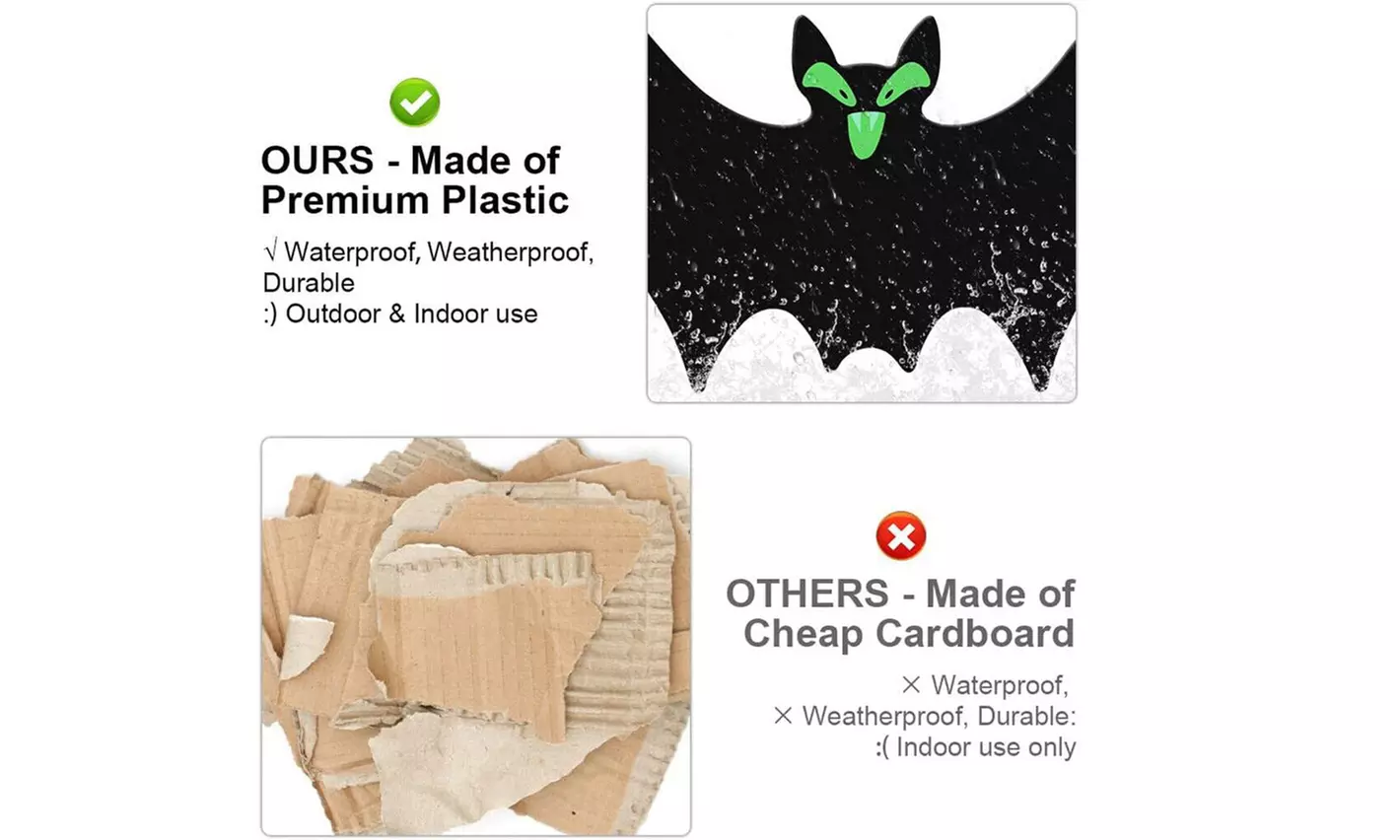 18PCS Hanging Flying Bats with Glowing Eyes Halloween Outdoor Yard Decoration - Second Medium