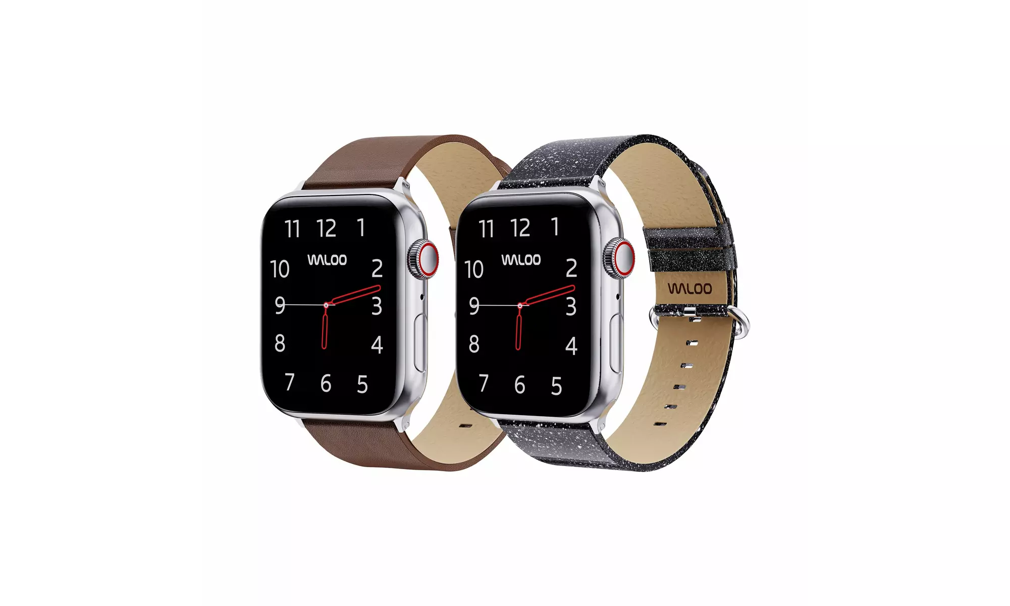Waloo 2-Pack Leather Grain and Shiny Brilliance Apple Watch Bands