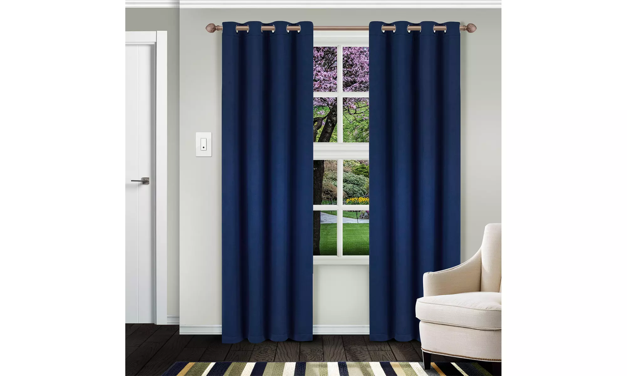 Superior Blackout Grommet Curtain Panel Set Room Darkening Curtains 52" x 108"