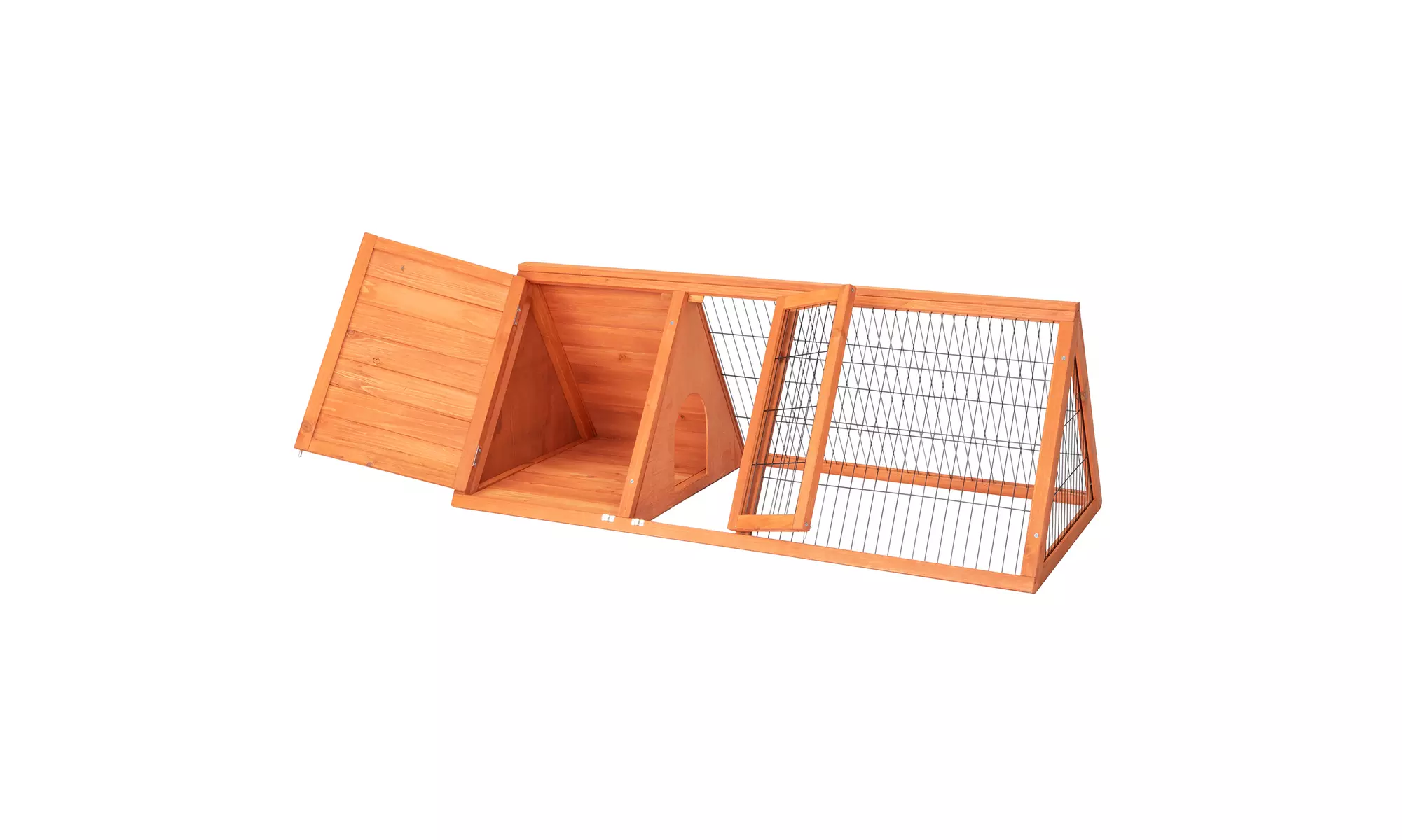 50" Rabbit Guinea Pig Hutch Triangular Shape Small Animal Shelter with 2 Doors - Primary Image