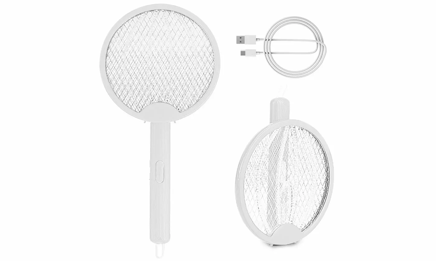 Rechargeable Foldable Electric Fly Swatter Racket Mosquito Trap Ultraviolet Lamp