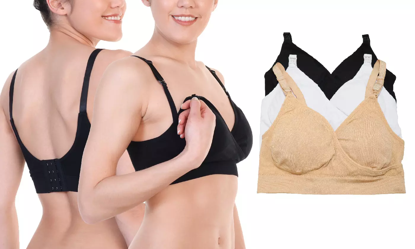 3-Pack Seamless Clip-Down Nursing Bra with Adjustable Back Closure - Second Medium