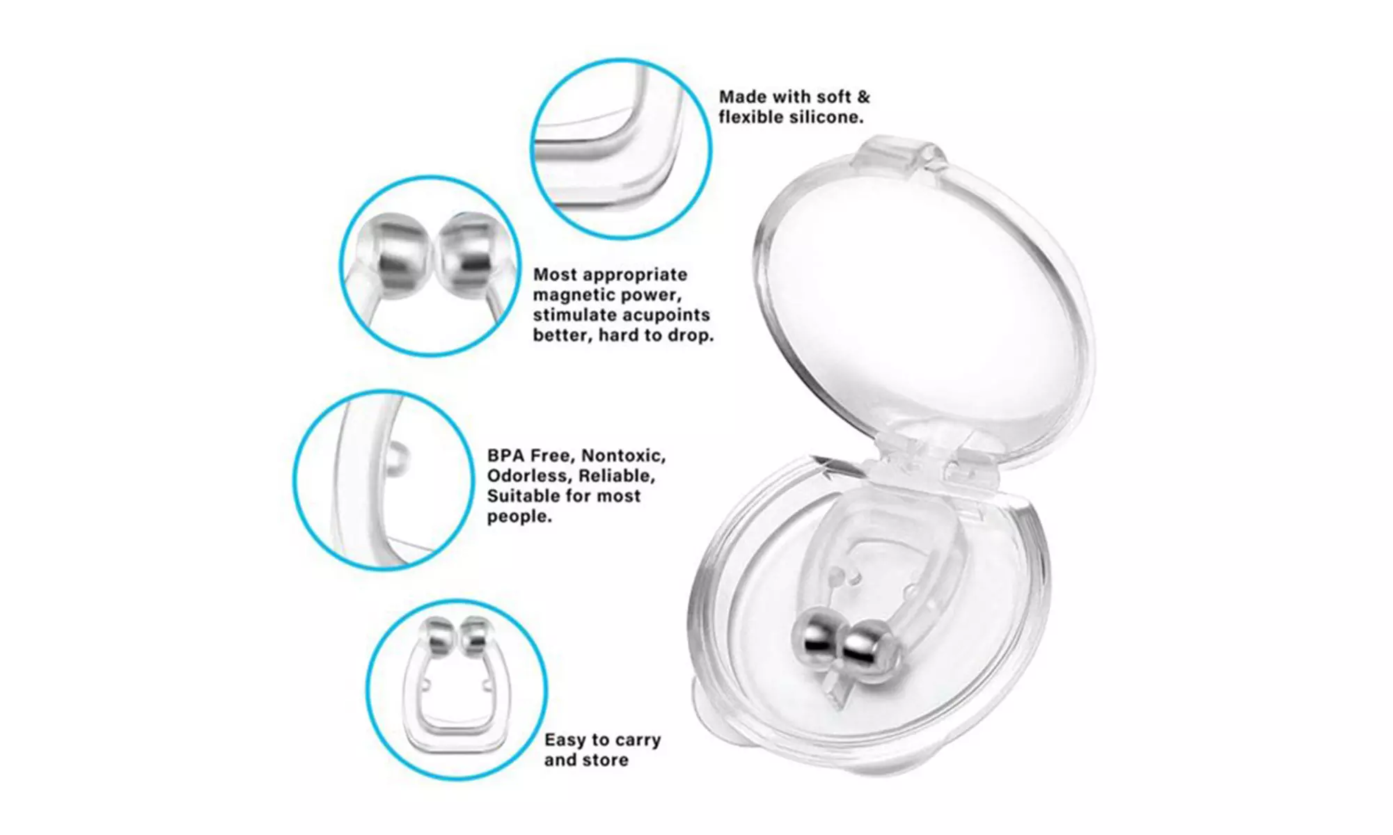 Anti Snoring Devices 2Pcs Anti Snoring Tongue & 2Pcs Nose Clip Snoring Solution