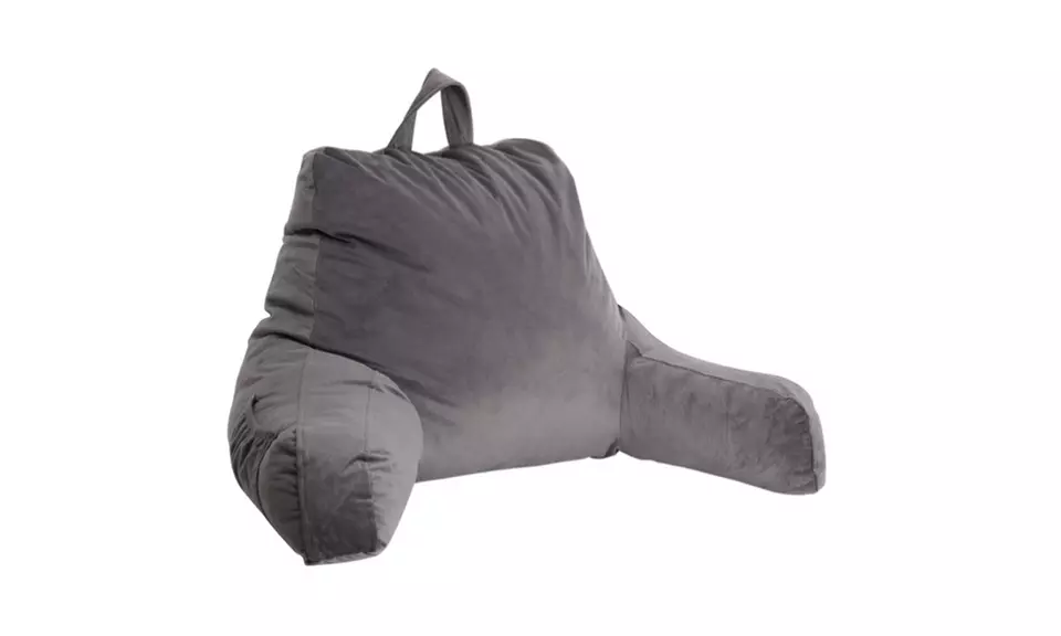 Plush Backrest Pillow Bed Cushion Support Reading Back Rest Arms Chair Grey - Primary Image