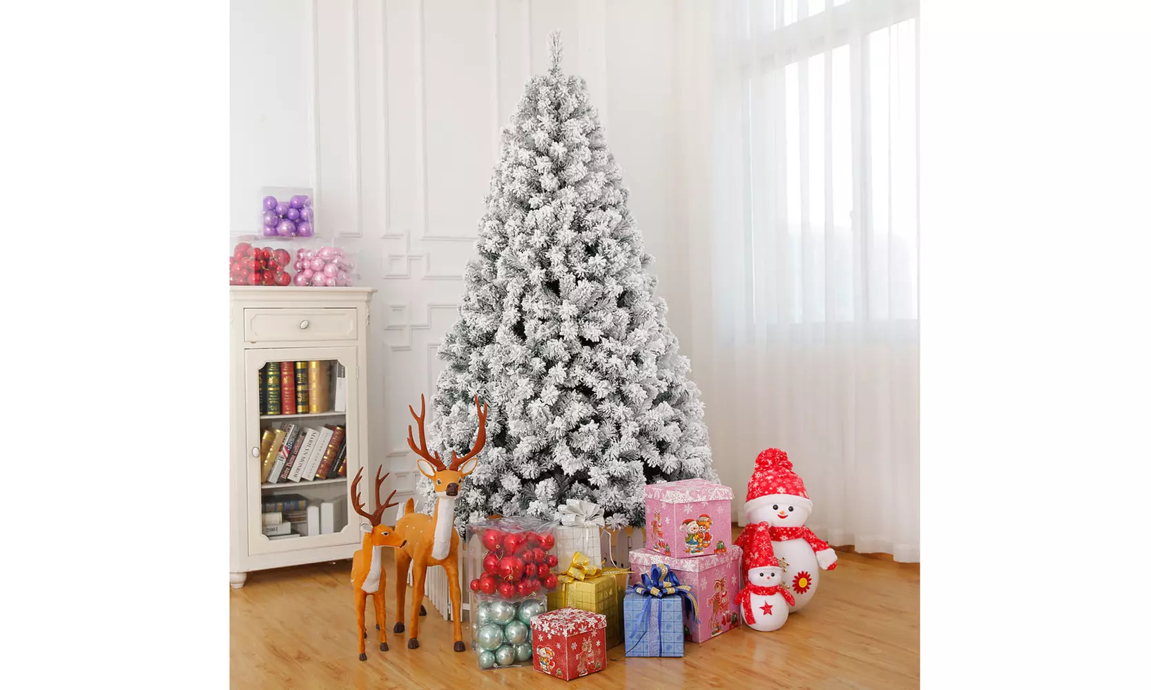 PVC Flocking Tied Light Naturally Christmas Tree - Primary Image