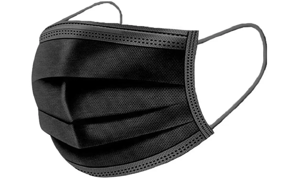 (100-Pack) Black Disposable Non-Medical 3-Ply Face Masks - Primary Image