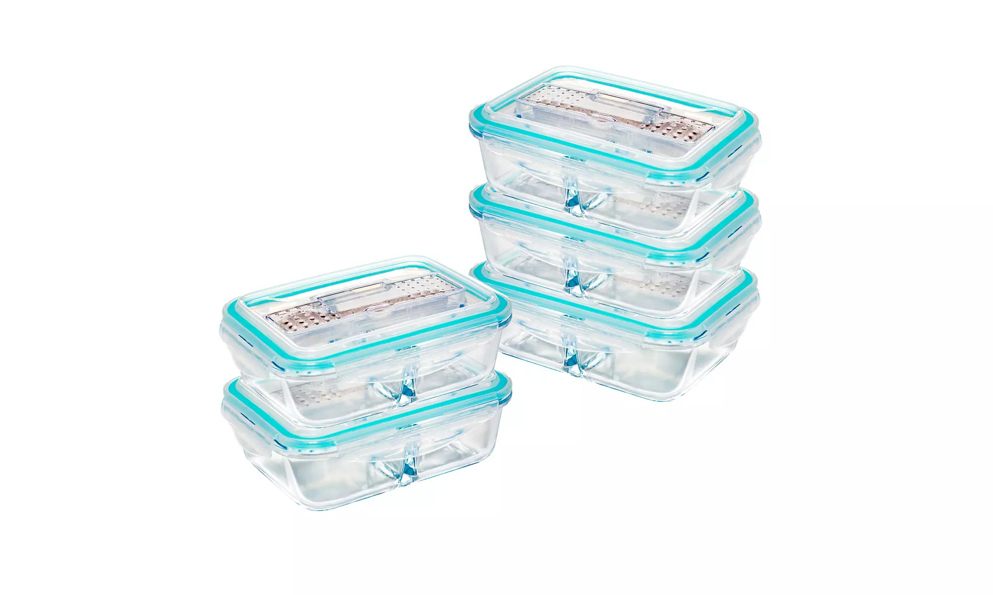 Borosilicate Glass Meal Prep Containers with Snap Locking Lids (1-3or 5 Pack)
