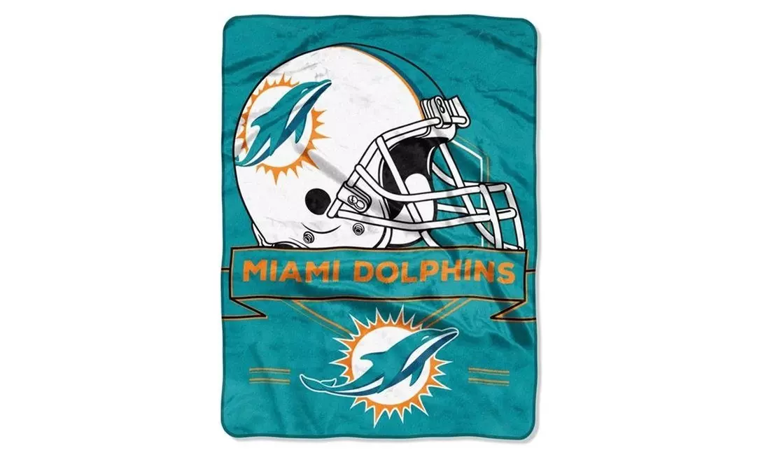 Miami Dolphins Blanket 60x80 Raschel Prestige Design - Primary Image
