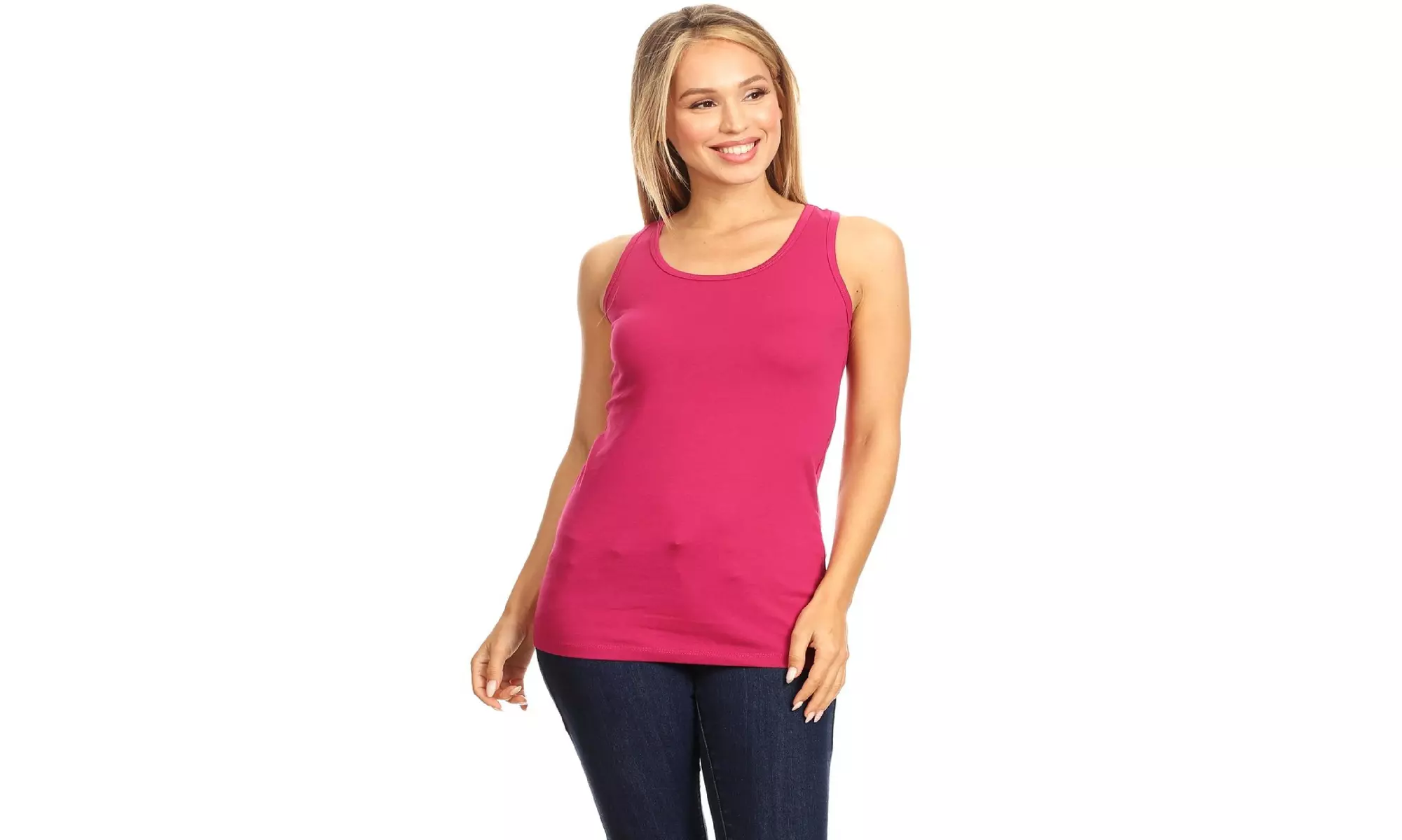 Basic Solid racerback tank top with scoop neck