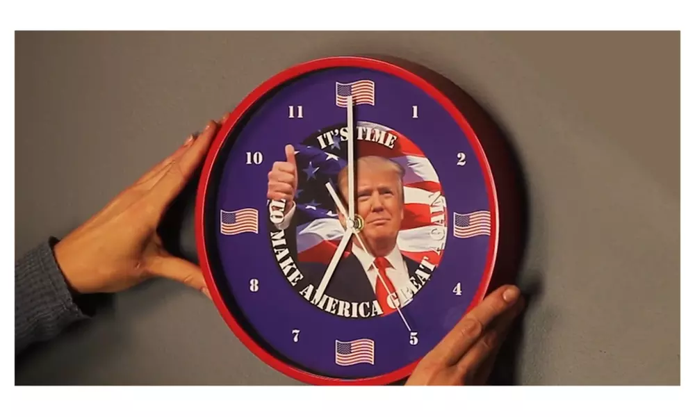 Trump Talking Clock Battery Operated Red Color Frame - Primary Image