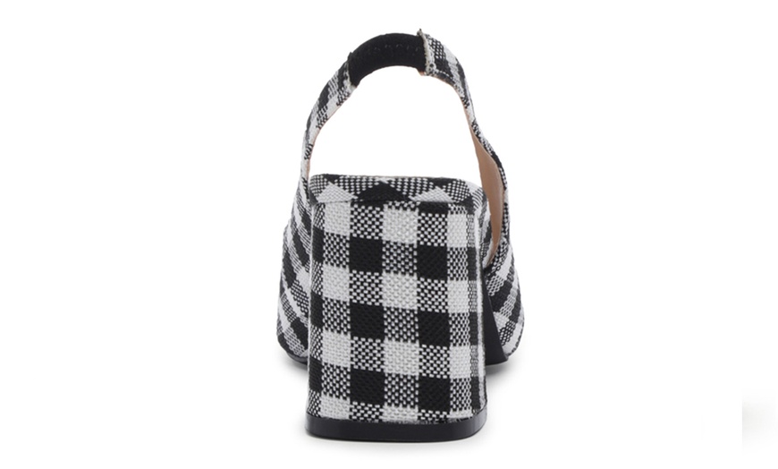 Image 6: Celebrity NYC Gingham Check Heeled Sling back