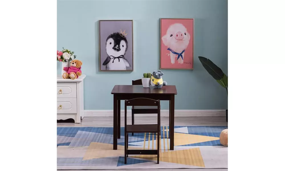 MDF Simple Children's Table and Chair Set Brown