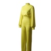 Image 8: Womens High Neck Long SleevePant Suit Leg Jumpsuit 