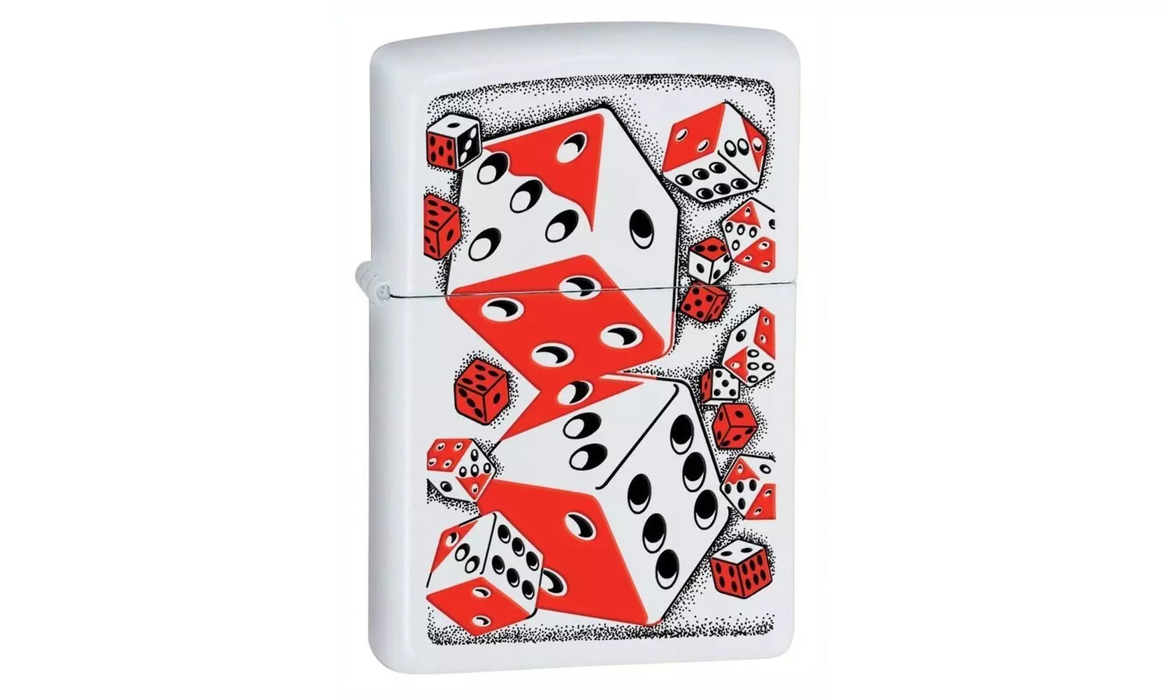 (DC) Zippo BS Dicey Lighter, Rolling Dice, White Matte 28031  - Primary Image