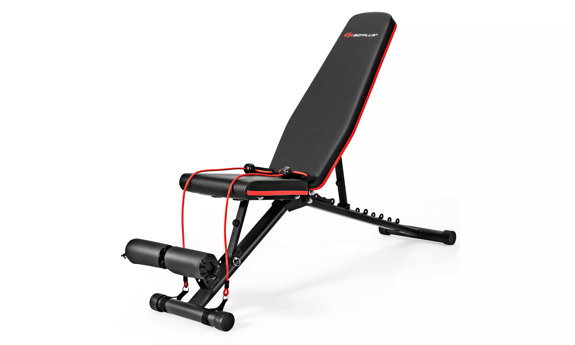 Goplus Foldable Weight Bench Multifunctional Dumbbell Gym Bench W/Elastic Ropes - Primary Image