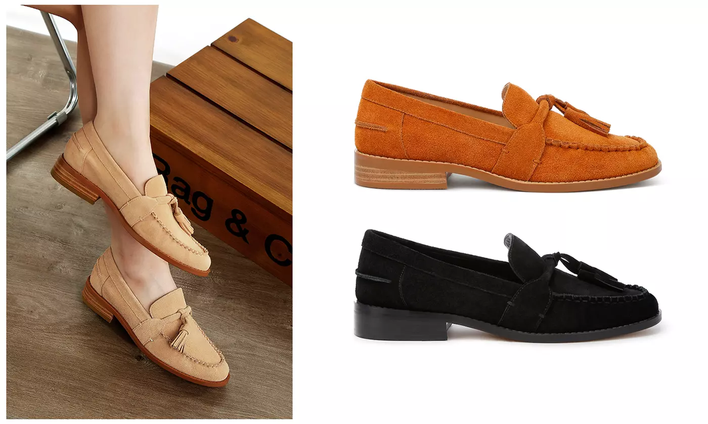 Rag & Co Rhone Tassels Detail Suede Loafers - Primary Image
