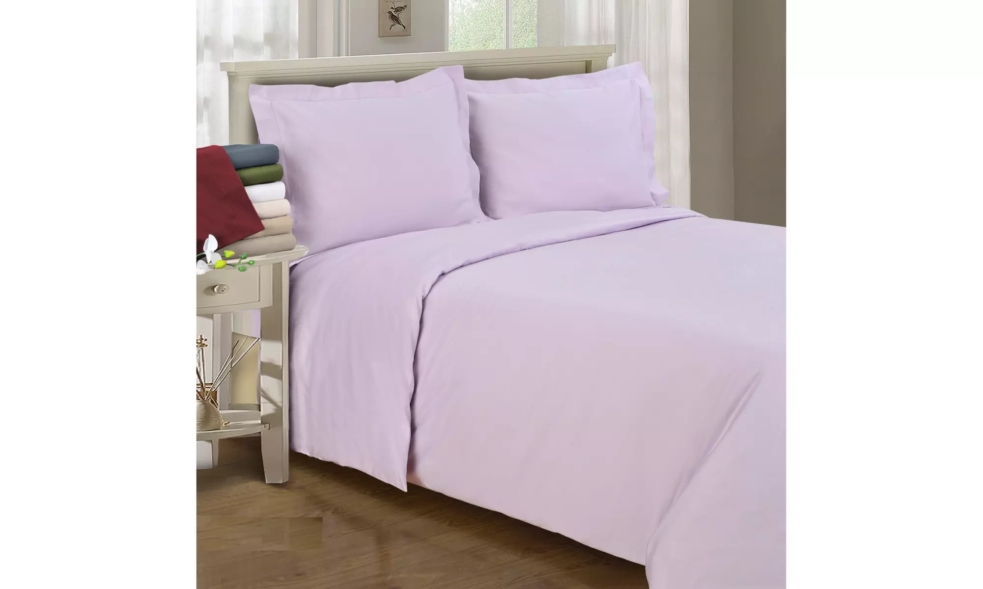 Superior Durable 800 Thread Count Cotton Solid Sateen Finish Duvet Cover Set - Primary Image