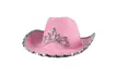 Pink LED Blinking Tiara Felt Cowboy Party Hats for Kids and Adults - Second Medium