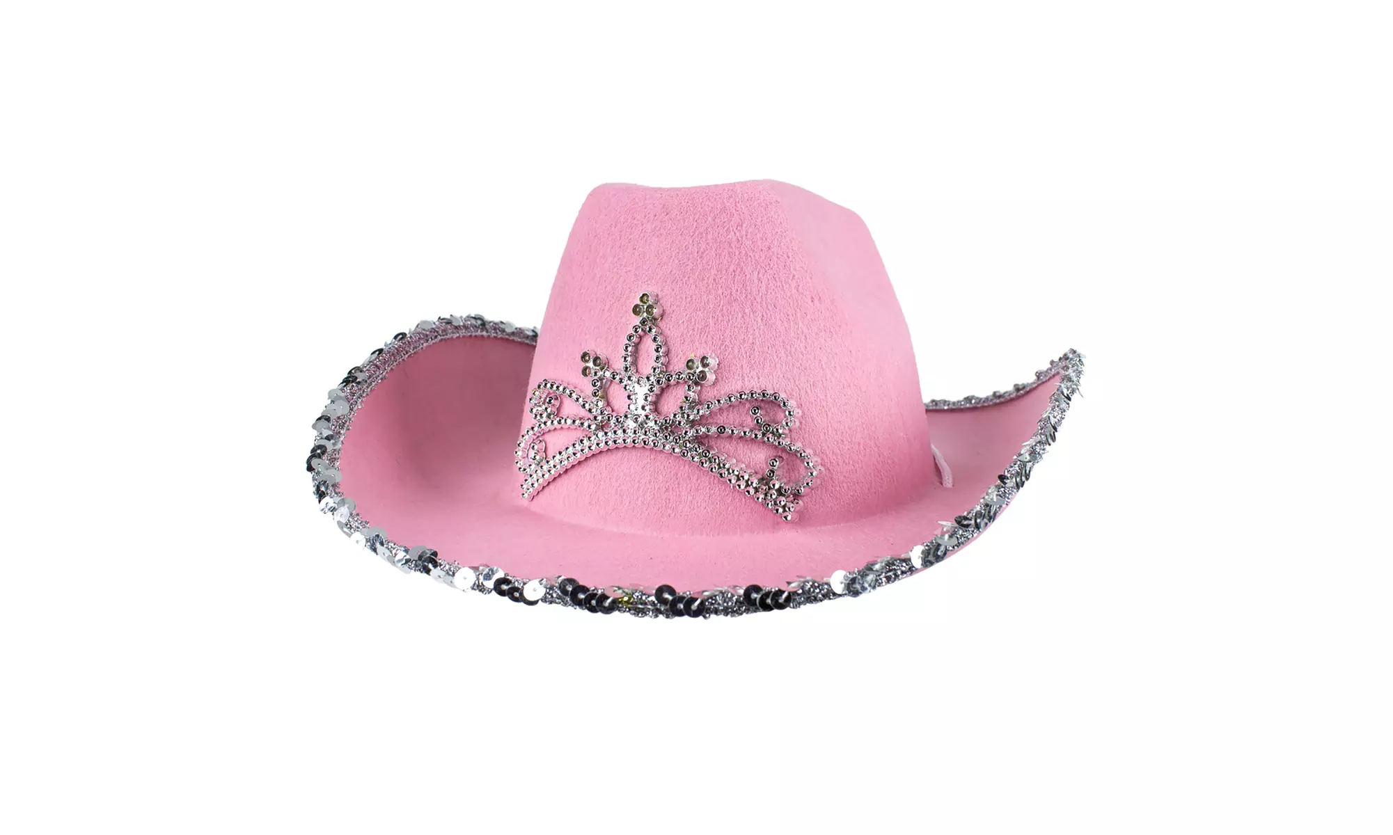 Pink LED Blinking Tiara Felt Cowboy Party Hats for Kids and Adults - Primary Image