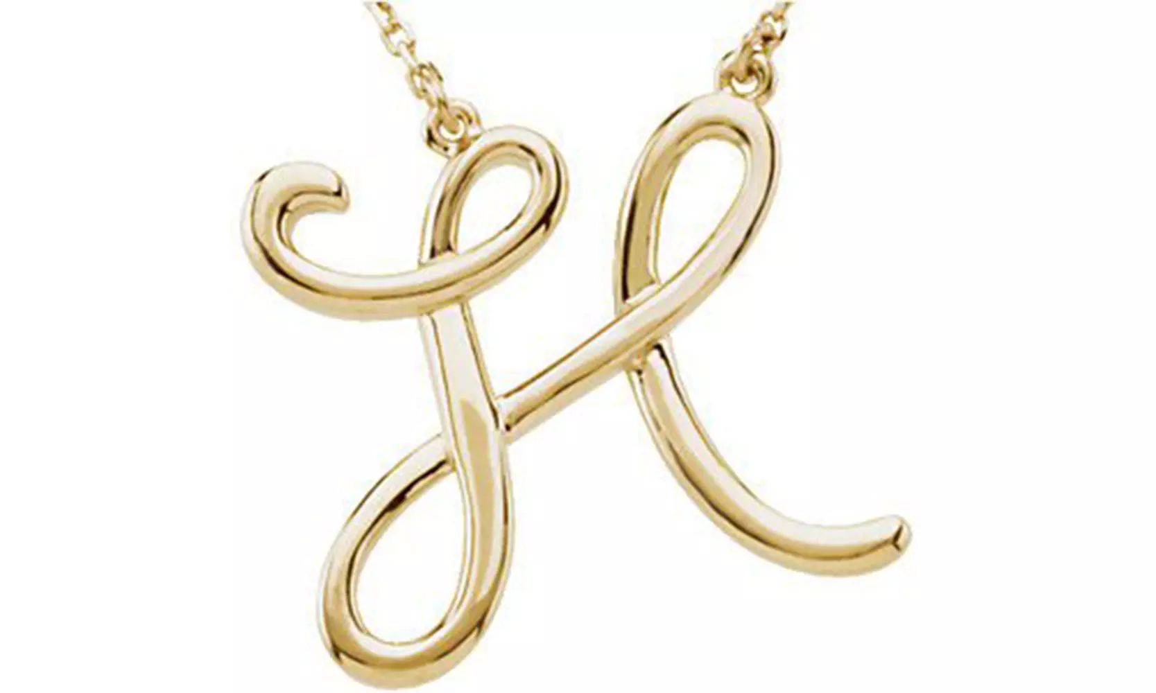 14K Yellow 'H' Script Initial 16'' Necklace - Primary Image