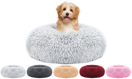 IMounTEK Calming Cuddler Donut Anti-Anxiety Plush Bed For Small Dogs Red