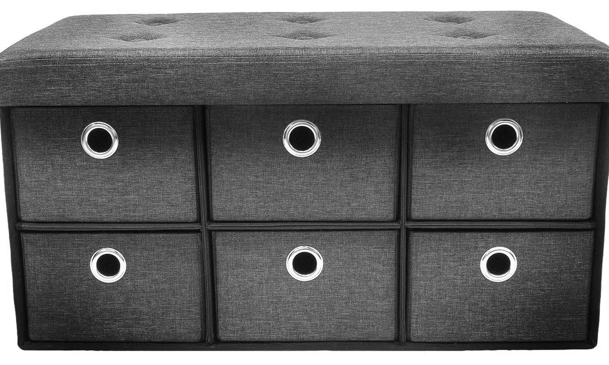 Sorbus Collapsible Folding Bench Ottoman Storage Chest with Drawers - Primary Image
