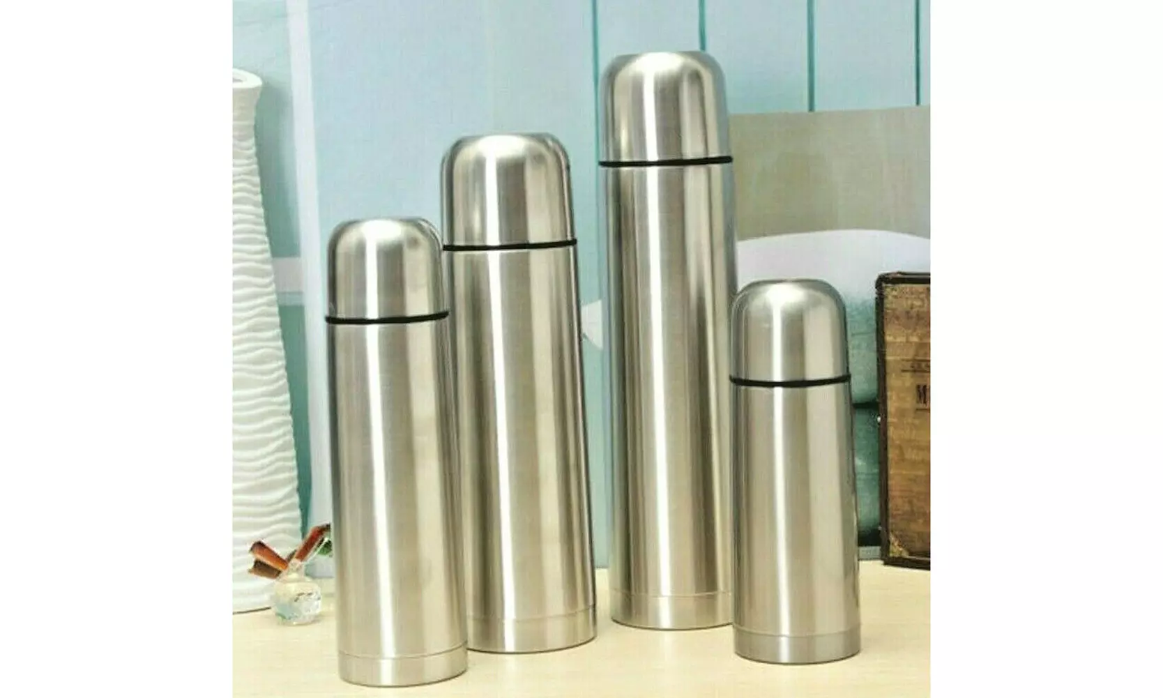 US Stainless Steel Vacuum Sealed Insulated Coffee Bottle Thermos 12/17/26/35 OZ
