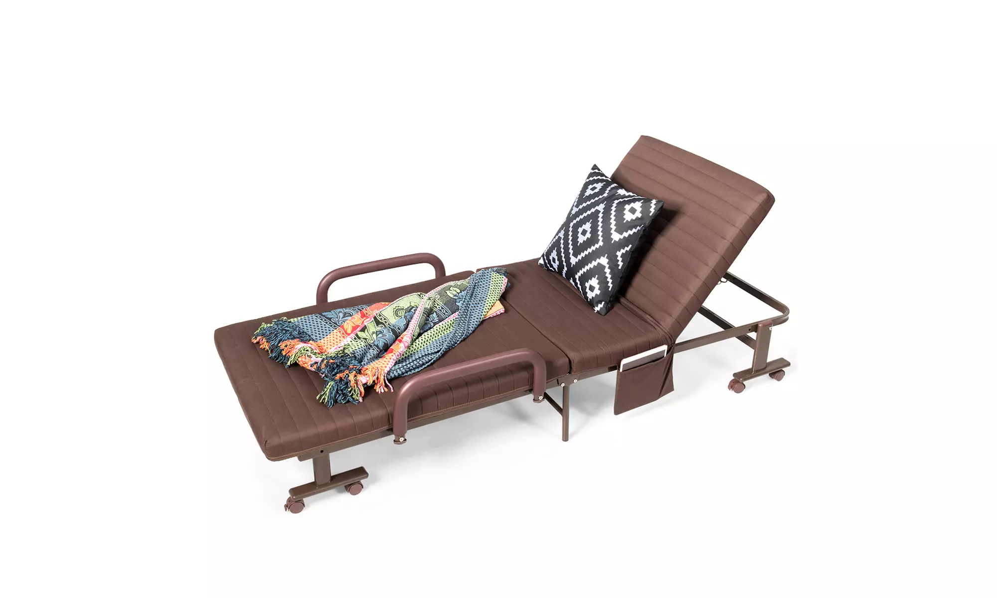 Folding Bed Adjustable Guest Single Bed Lounge Twin Mattress Portable Wheels - Primary Image