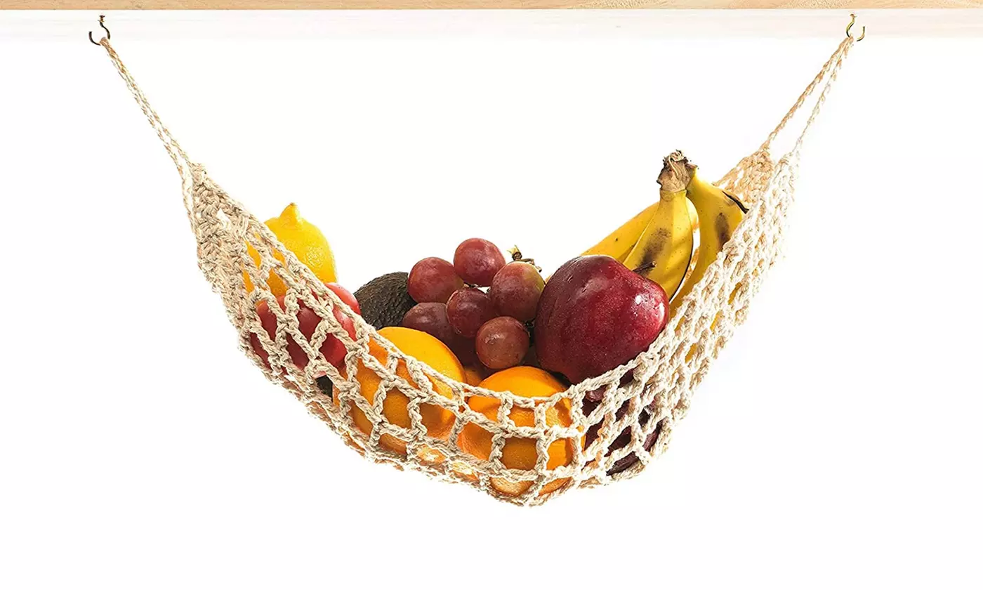 Hanging Macrame Fruit Hammock Storage For Under Kitchen Cabinet - Second Medium