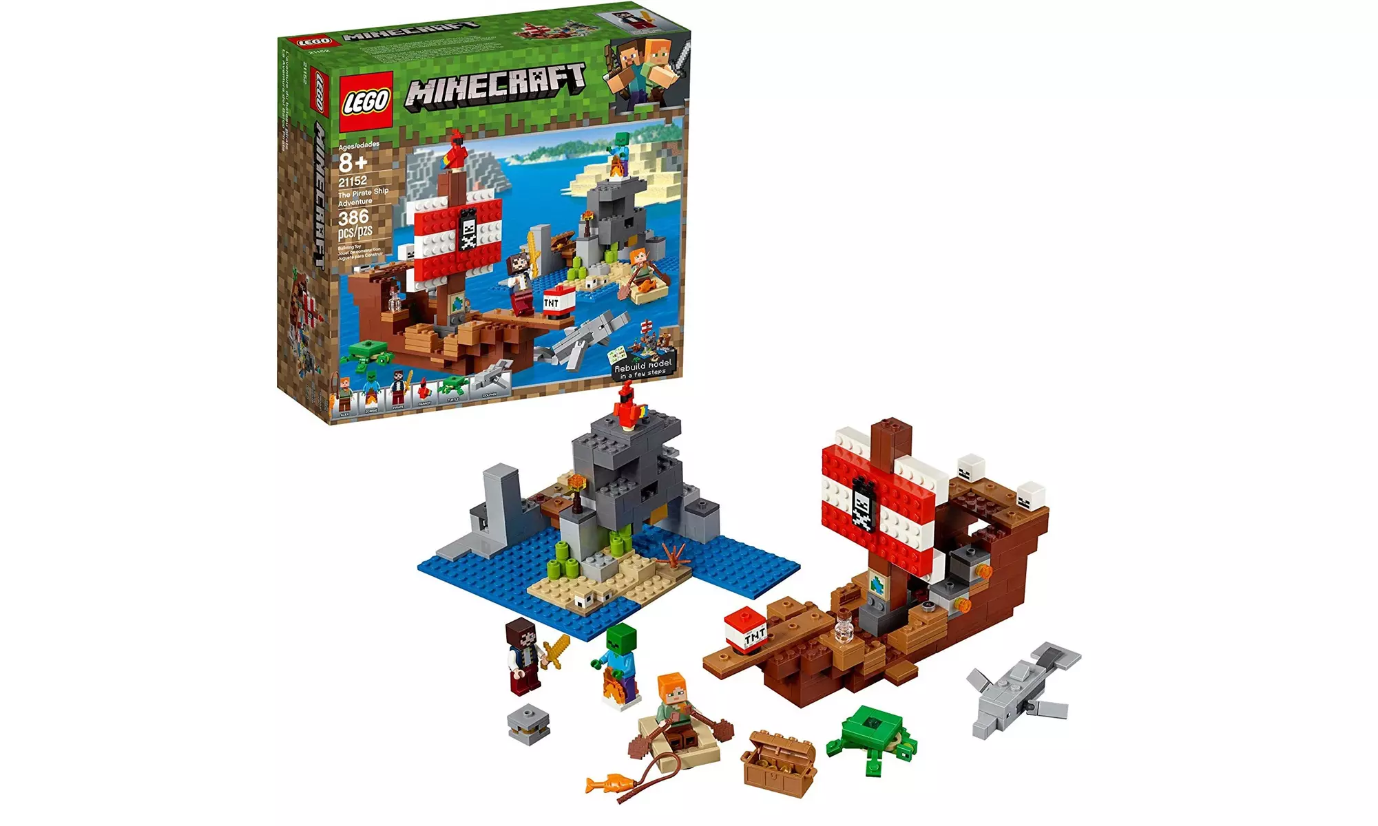 LEGO Minecraft The Pirate Ship Adventure 21152 Building Kit - Primary Image