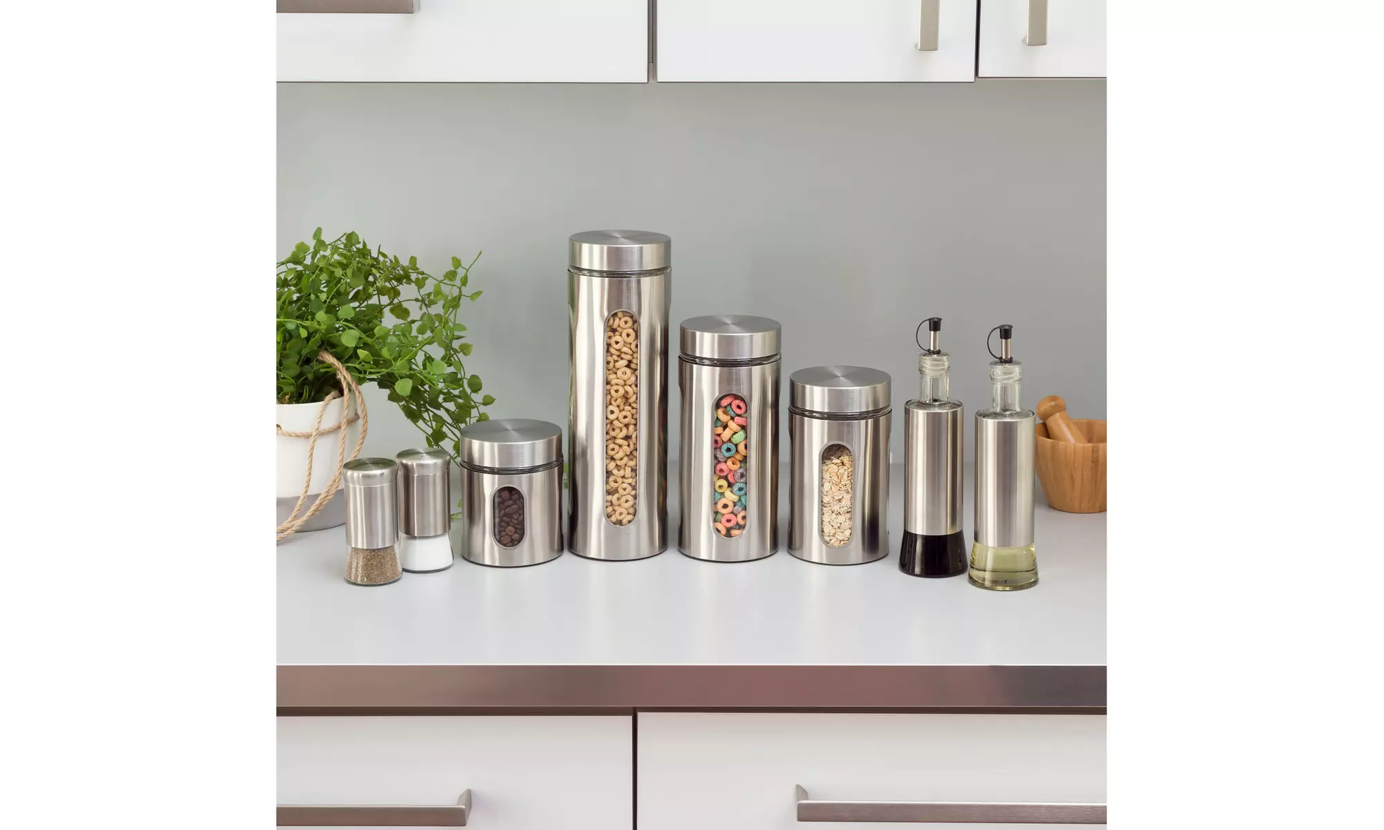 Home Basics 4 Piece Stainless Steel Canister Set - Primary Image
