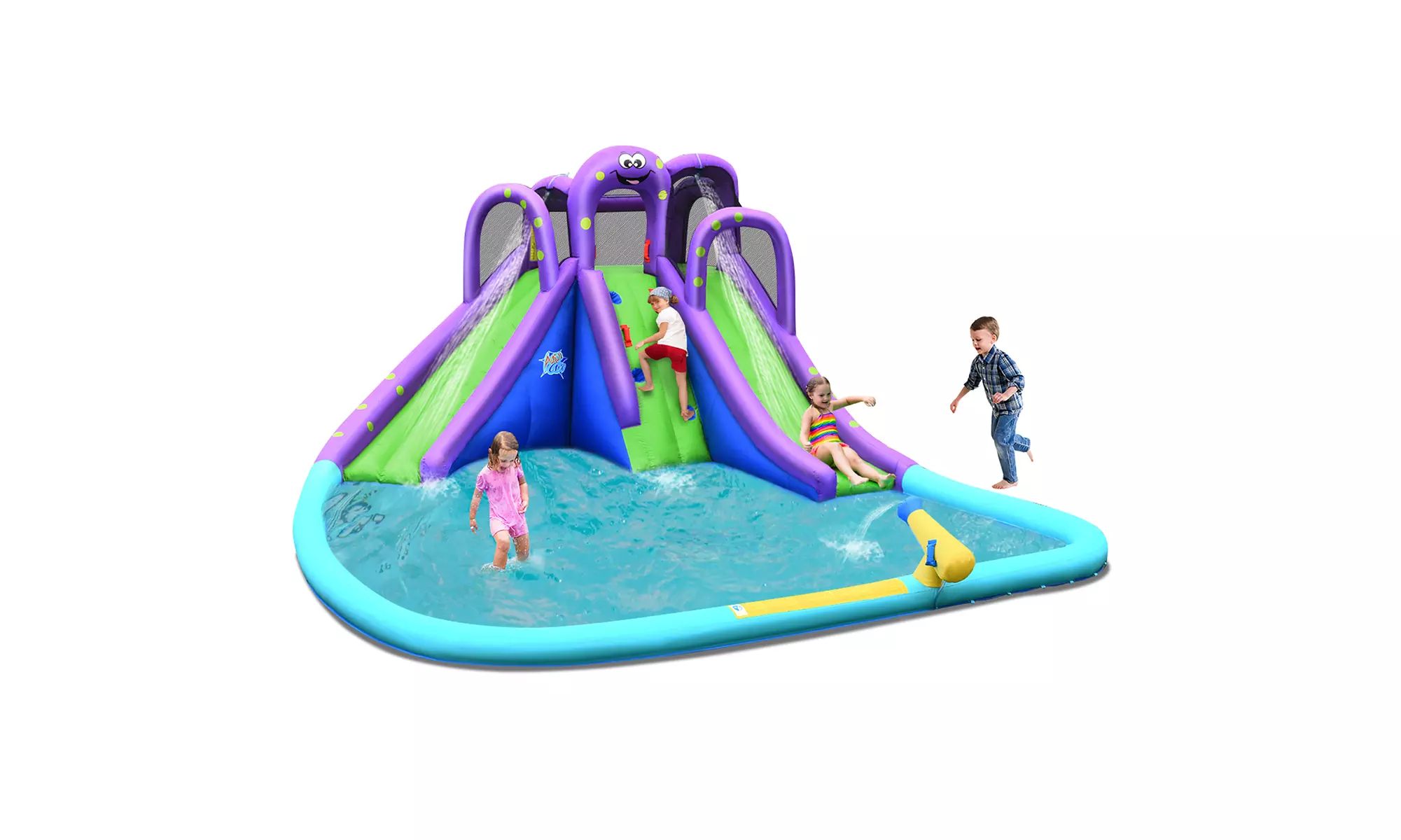 Costway Inflatable Water Park Octopus Bounce House 2 Slides Climbing Wall - Primary Image