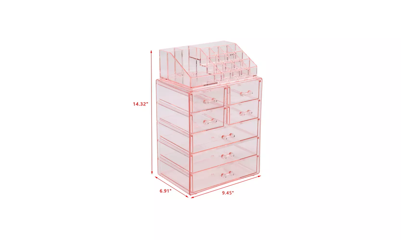 Plastic Cosmetics Makeup Storage Rack 7 Large Drawers (Set of 2)