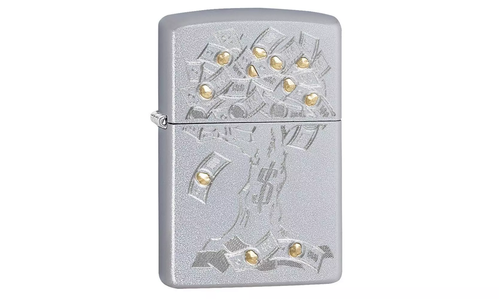 Zippo Money Tree Design, Satin Chrome Finish, Genuine Windproof Lighter #29999 - Primary Image