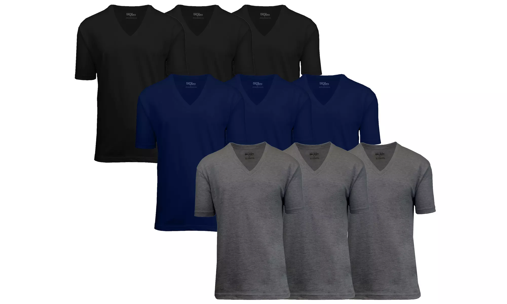 9-Pack Men's Galaxy By Harvic Short Sleeve Egyptian Cotton Tees (S-2XL)
