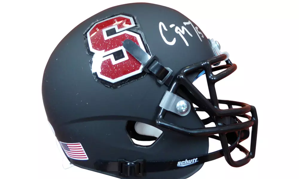 Christian McCaffrey Autographed Black Schutt Mini Helmet  - Stanford Cardinal - Primary Image