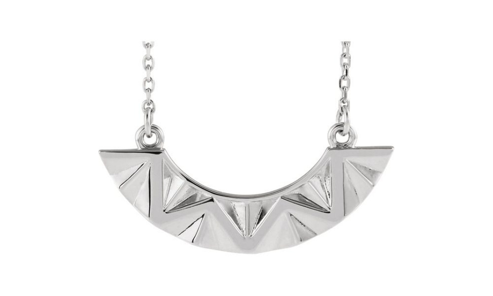 White Gold-Plated Curved Bar 16-18 Necklace