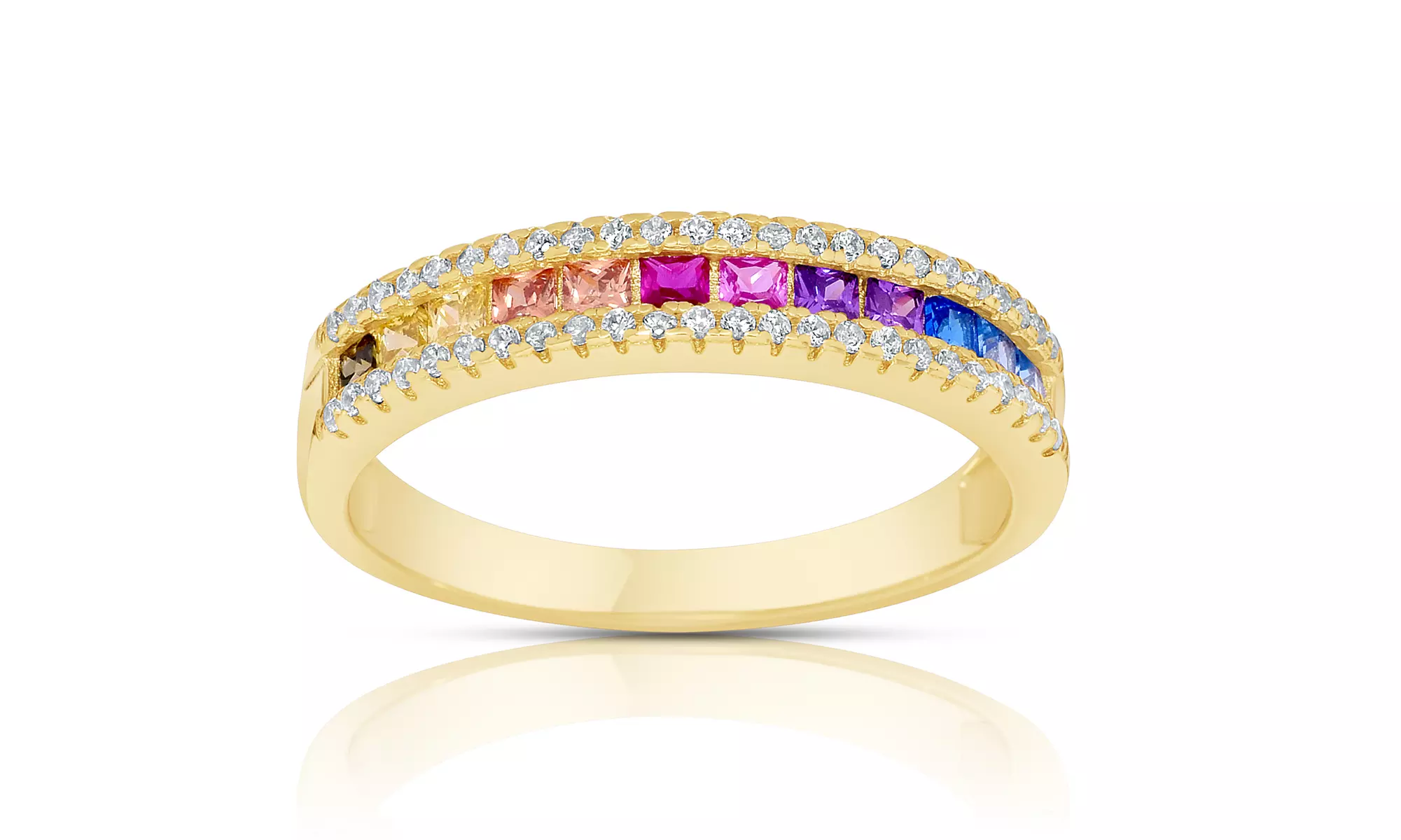 Luxe Rainbow Eternity Rings in Solid Sterling Silver 