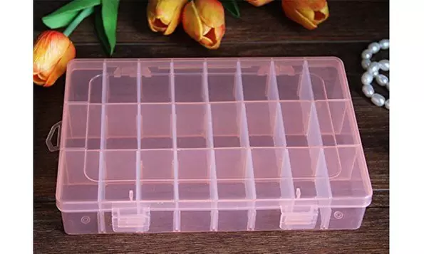 2-Pack 24 Grids Plastic Storage Box Jewelry Earring Tool Containers Organizer