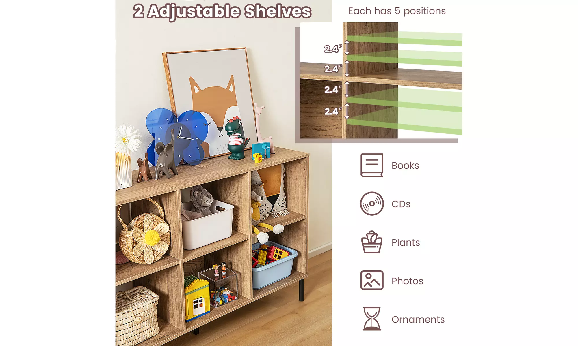 Costway 6 Cube Storage Shelf Organizer Bedroom Bookcase Square Cubby Cabinet
